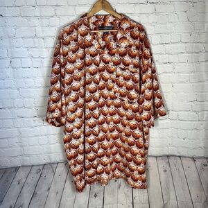 Vintage South Pole Mens All over Print Orange  Button Up Shirt XXXL Polyester